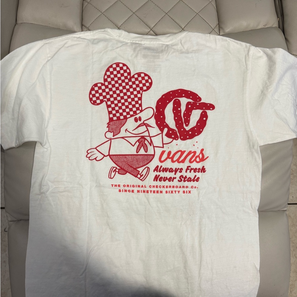 Vans Classic White Tee with Red Accents